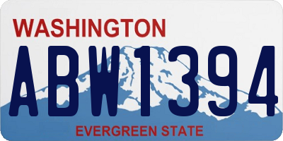 WA license plate ABW1394