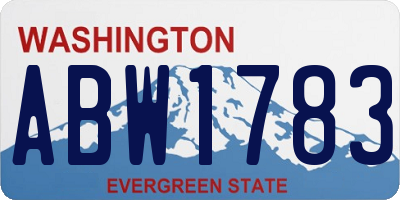 WA license plate ABW1783