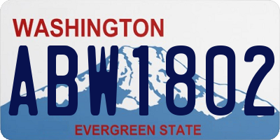 WA license plate ABW1802