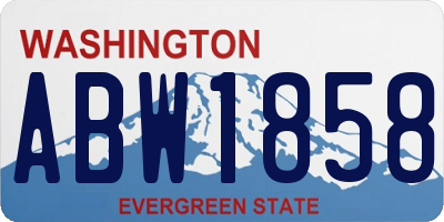 WA license plate ABW1858