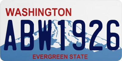 WA license plate ABW1926