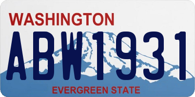 WA license plate ABW1931