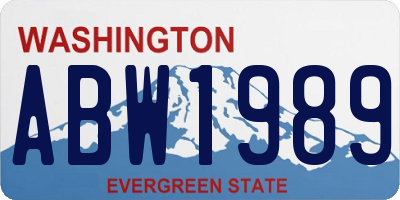 WA license plate ABW1989