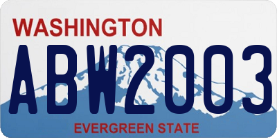 WA license plate ABW2003