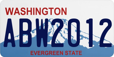 WA license plate ABW2012