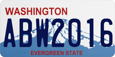 WA license plate ABW2016