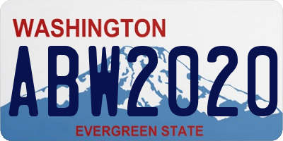 WA license plate ABW2020