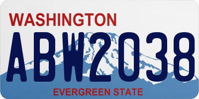 WA license plate ABW2038