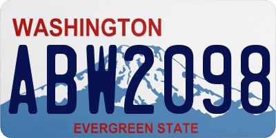 WA license plate ABW2098