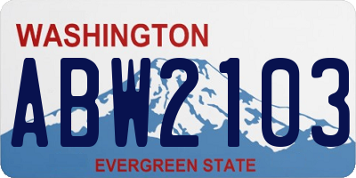 WA license plate ABW2103