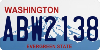 WA license plate ABW2138