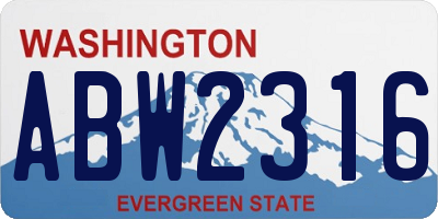 WA license plate ABW2316