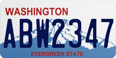 WA license plate ABW2347