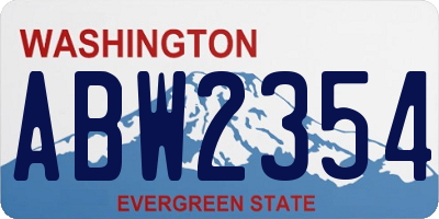 WA license plate ABW2354