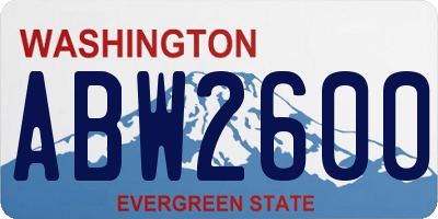 WA license plate ABW2600