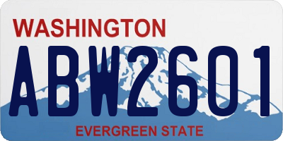 WA license plate ABW2601