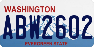 WA license plate ABW2602