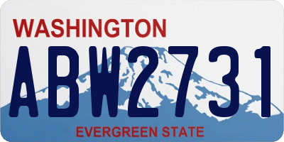 WA license plate ABW2731