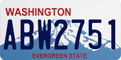 WA license plate ABW2751