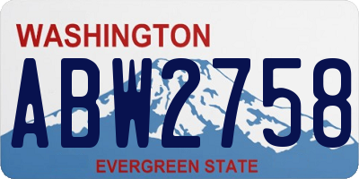 WA license plate ABW2758