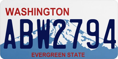 WA license plate ABW2794