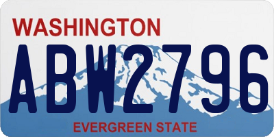 WA license plate ABW2796