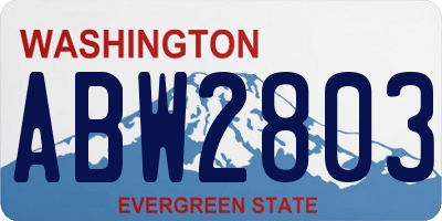 WA license plate ABW2803