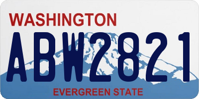 WA license plate ABW2821