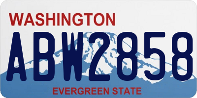 WA license plate ABW2858