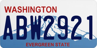 WA license plate ABW2921