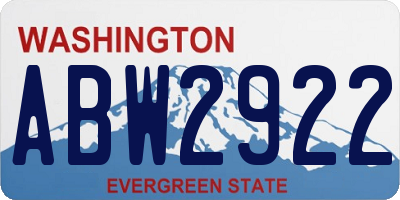 WA license plate ABW2922