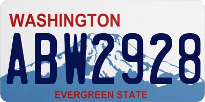 WA license plate ABW2928