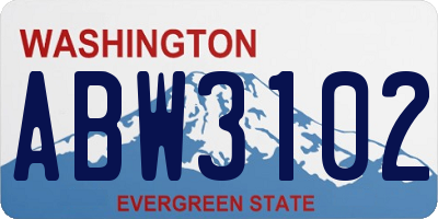 WA license plate ABW3102