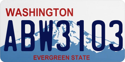 WA license plate ABW3103