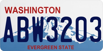 WA license plate ABW3203