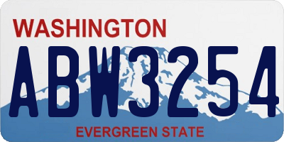 WA license plate ABW3254