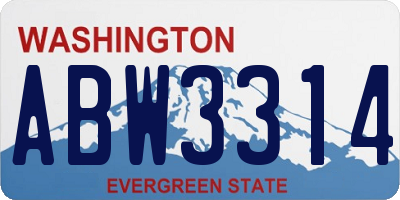 WA license plate ABW3314