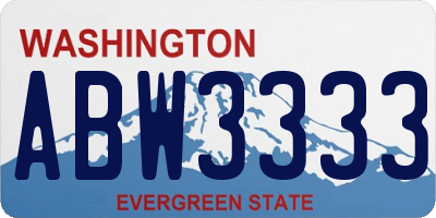 WA license plate ABW3333