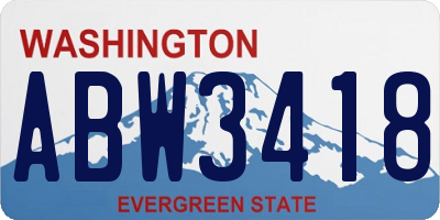 WA license plate ABW3418