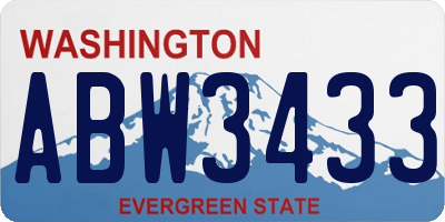 WA license plate ABW3433