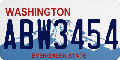 WA license plate ABW3454