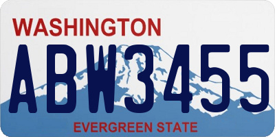 WA license plate ABW3455