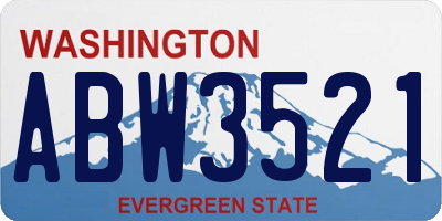 WA license plate ABW3521