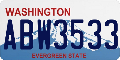 WA license plate ABW3533