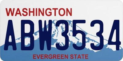 WA license plate ABW3534