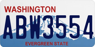 WA license plate ABW3554