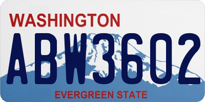 WA license plate ABW3602