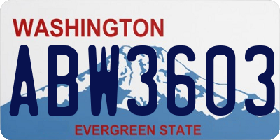 WA license plate ABW3603