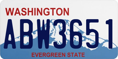WA license plate ABW3651