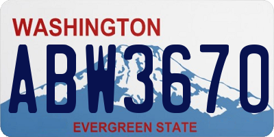 WA license plate ABW3670